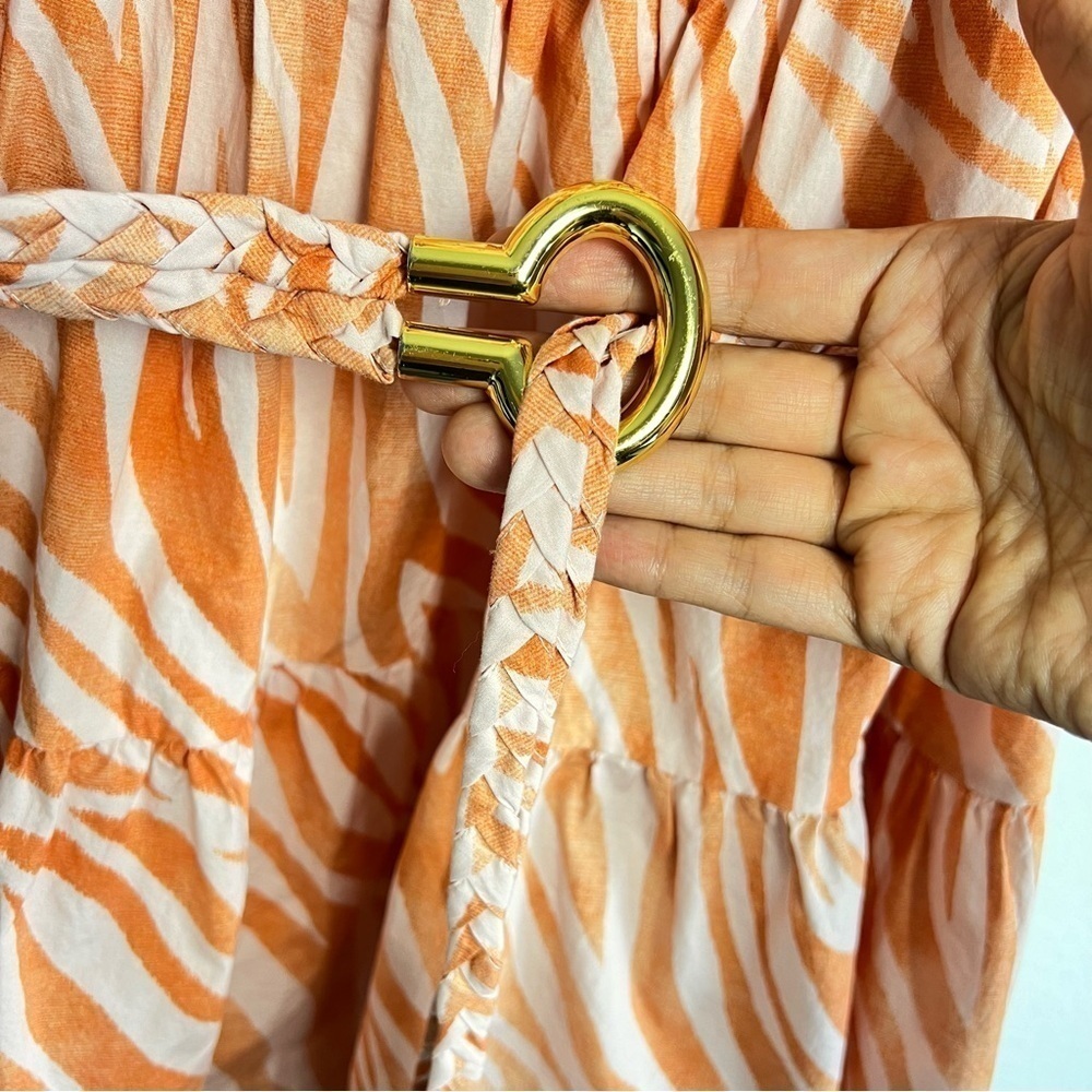 Derek Lam Collective Zebra Cutout Mini Dress in Orange Size 46 - Picture 8 of 12